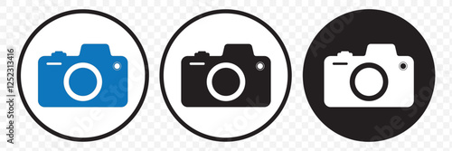 Photo camera icons set. Photography symbol. Photographing sign. Isolated raster illustration on white background.