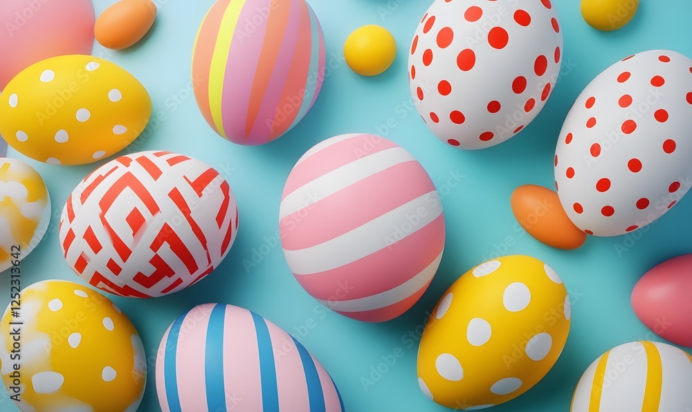 Fototapeta premium Vibrantly Colored and Intricately Designed Easter Eggs for Festive Celebrations