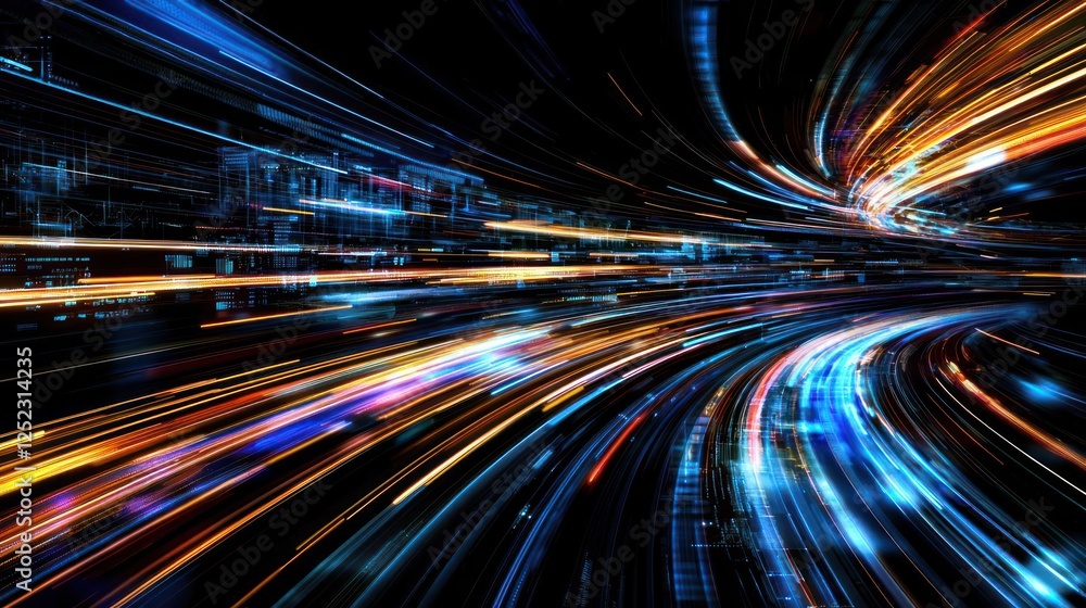 Abstract Futuristic City Lights Tunnel Effect Abstract Futuristic City Lights Tunnel Effect
