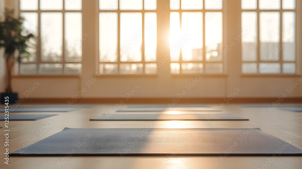 Fototapeta premium Serene Yoga School Bathed in Natural Sunlight