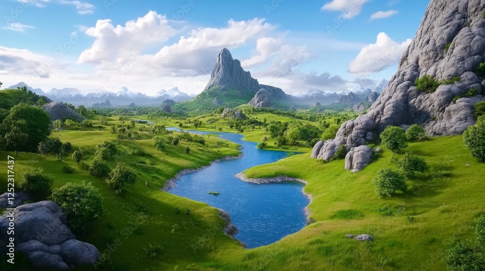 Naklejka premium Serene Mountain Landscape