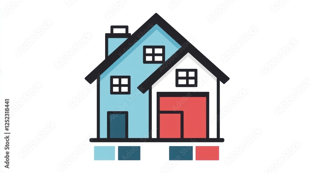 Two-toned house icon, color palette Two-toned house icon, color palette