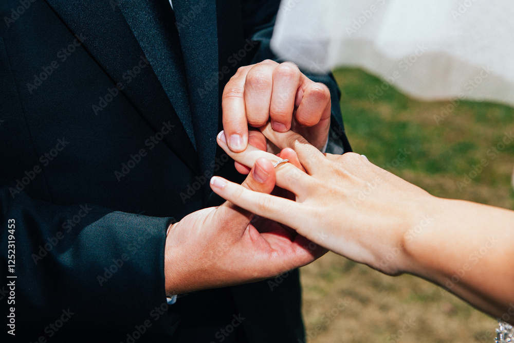 Closeup shot of the hands of the man and woman showing their wedding or engagement ring
Closeup shot of the hands of the man and woman showing their wedding or engagement ring