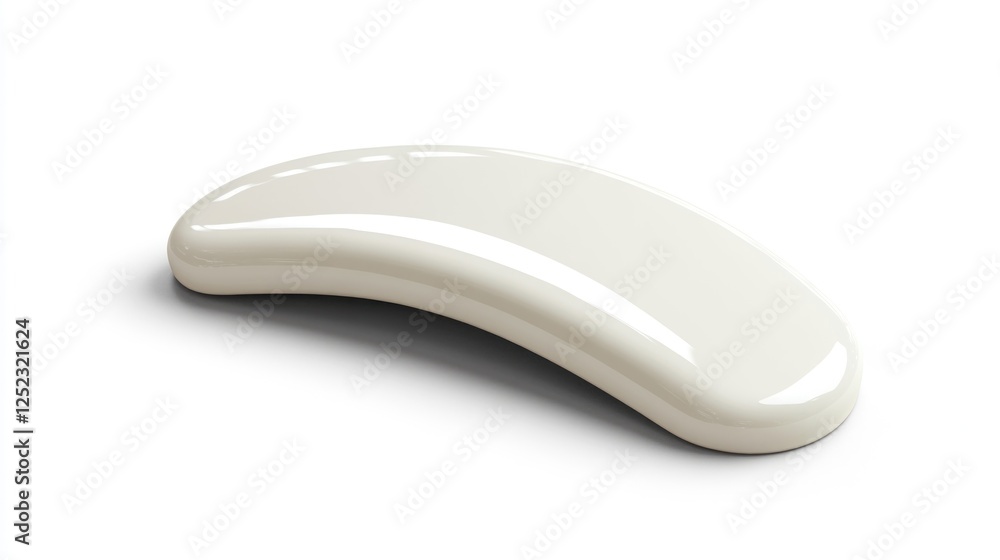 Smooth white curved object on white background; design element Smooth white curved object on white background; design element