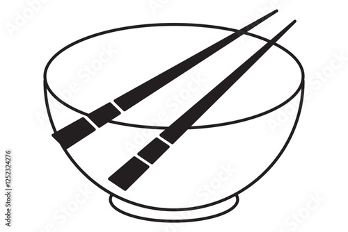 Chopstick and Bowl set. Vector illustration of Chopstick. Vector illustration of a food sticker. Variety of Chopsticks Design.
