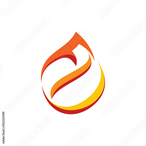 Letter F forming fire illustration logo design 