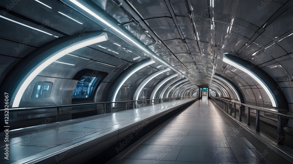 Futuristic underground transportation system with AI-driven maglev trains, smart navigation tunnels, and energy-efficient LED-lit pathways
Futuristic underground transportation system with AI-driven maglev trains, smart navigation tunnels, and energy-efficient LED-lit pathways