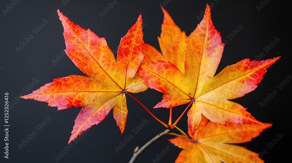 Autumn maple leaves, orange fall leaf, thanksgiving or Halloween design elements in orange, red, and yellow autumn colors Autumn maple leaves, orange fall leaf, thanksgiving or Halloween design elements in orange, red, and yellow autumn colors
