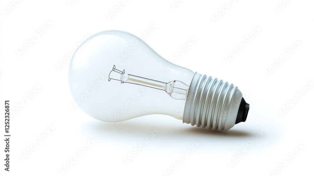 Glass lightbulb lying on white background, idea concept Glass lightbulb lying on white background, idea concept