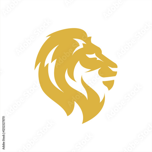 Gold plate lion head simple illustration logo design 