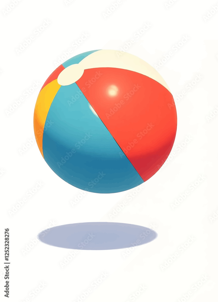 Beach ball floating on white background Beach ball floating on white background