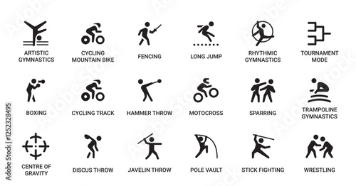 Sports Category Outline Pictogram Icons Set