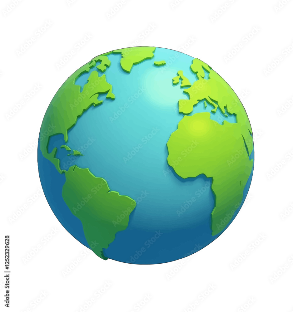 Cartoon Earth Globe with Transparent Background Cartoon Earth Globe with Transparent Background