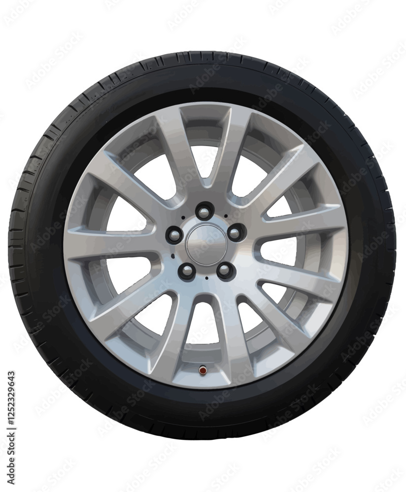 Car wheel and tire with transparent background Car wheel and tire with transparent background