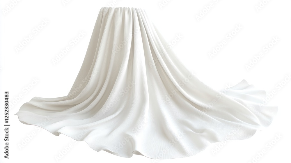 Draped white fabric, elegant folds, studio shot, clean background, ideal for product display Draped white fabric, elegant folds, studio shot, clean background, ideal for product display