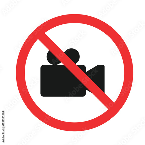 No video camera icon, no video recording vector stock illustration