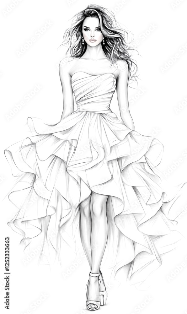 Fototapeta premium Illustration of Stylish fashion models. Pretty young girls. Fashion girls Sketch