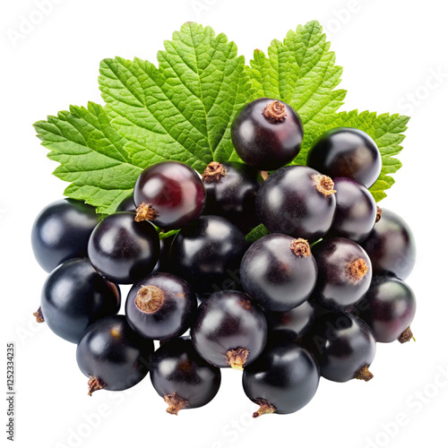 Bunch of Black Currant Isolated on White Background