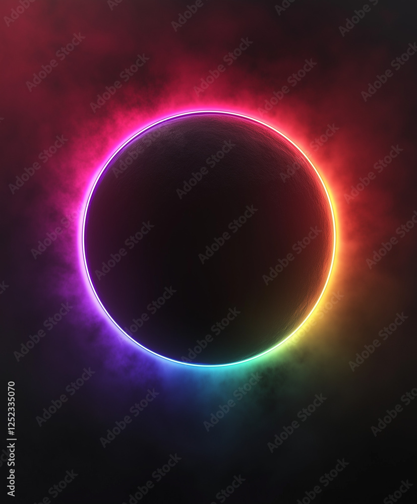 Obraz premium A circle with rainbow light around it