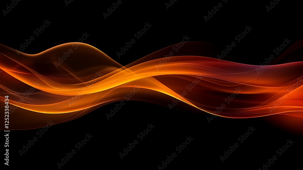 Abstract Orange and Red Fire Waves on Black Background Dynamic Energy Flowing Design Abstract Orange and Red Fire Waves on Black Background Dynamic Energy Flowing Design