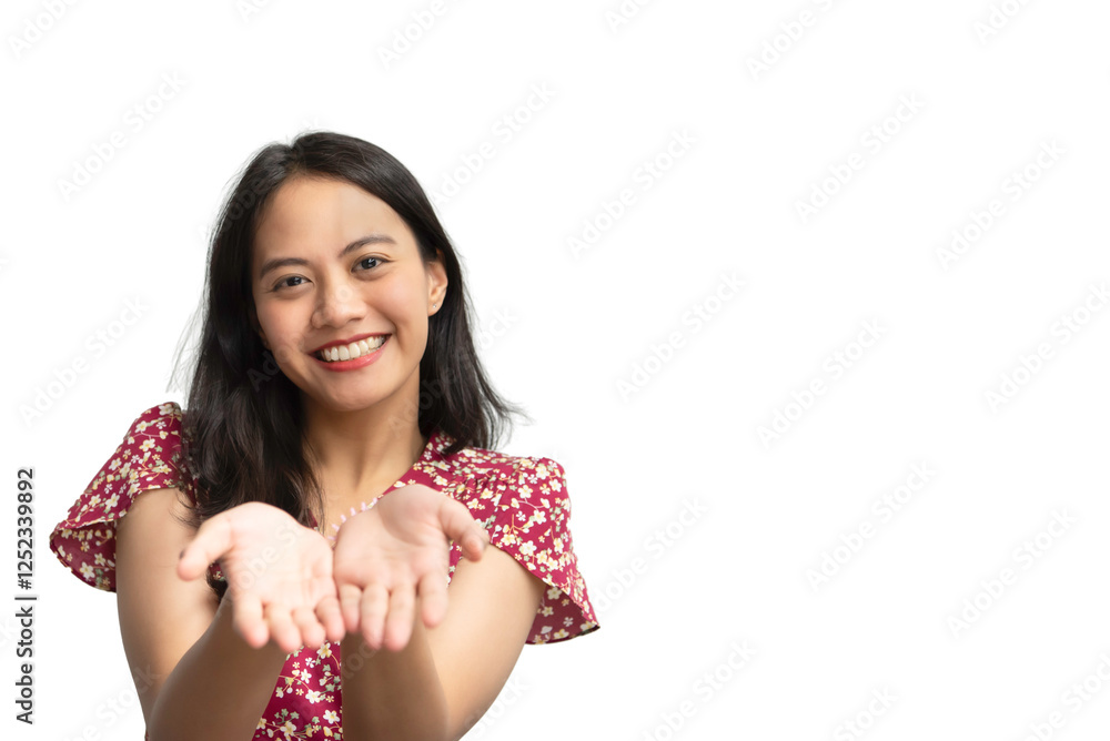 Woman in chinese style open the palm of the hand Woman in chinese style open the palm of the hand