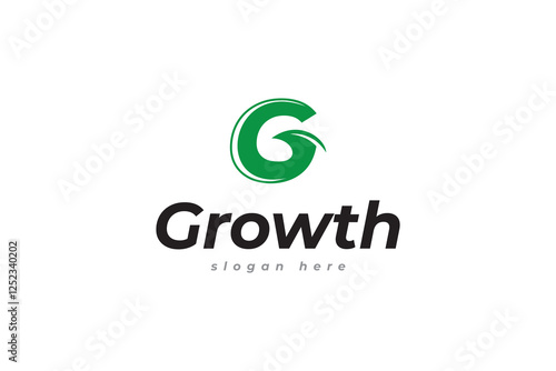 G letter and leaf growth logo design. Abstract logo design