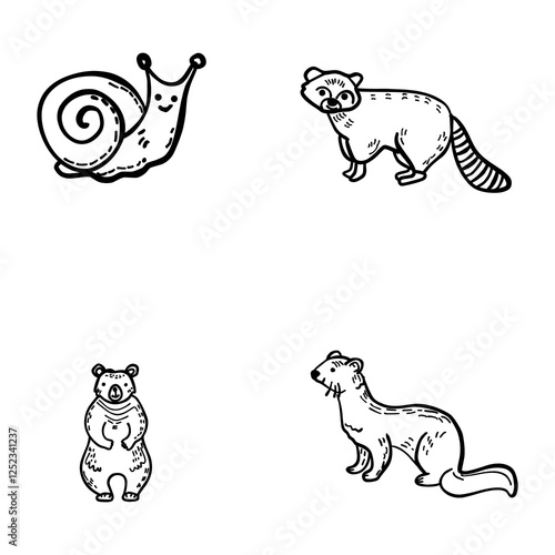 The logo depicts a diversity of living creatures such as snails, raccoons, bears and mongooses, reflecting the beauty and uniqueness of wildlife in an attractive minimalist design