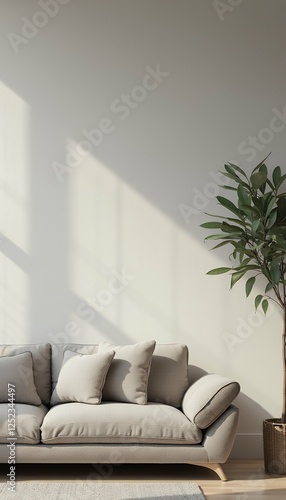 Obraz na płótnie sofa wohnzimmer vor im wand couch living room wall background architecture interior home couch interior canvas poster room decoration vase modern artwork interior art furniture three-dimensional w salonie