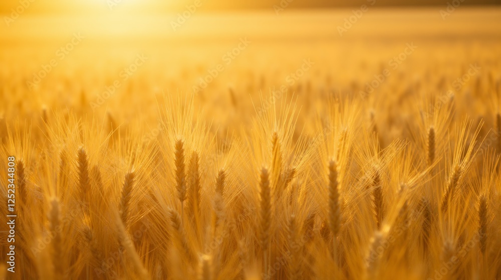 Golden Wheat Field at Sunset with Soft Light and Warm Hues Golden Wheat Field at Sunset with Soft Light and Warm Hues
