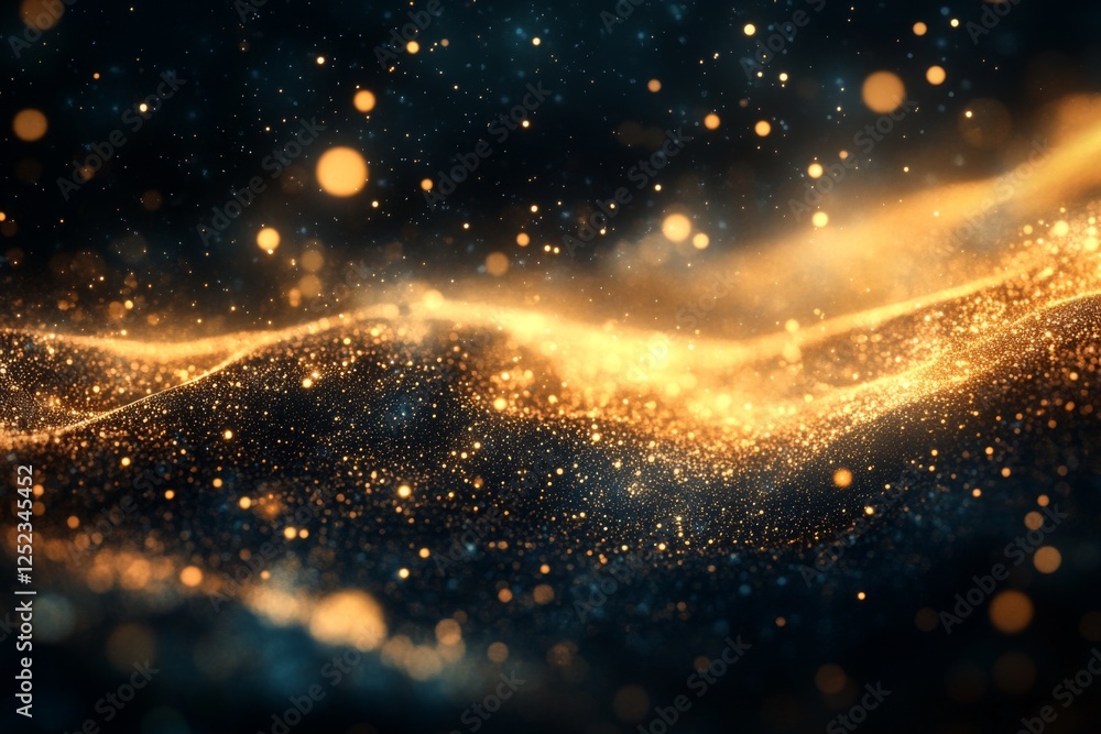 Obraz premium Golden particles floating in space with a glowing effect