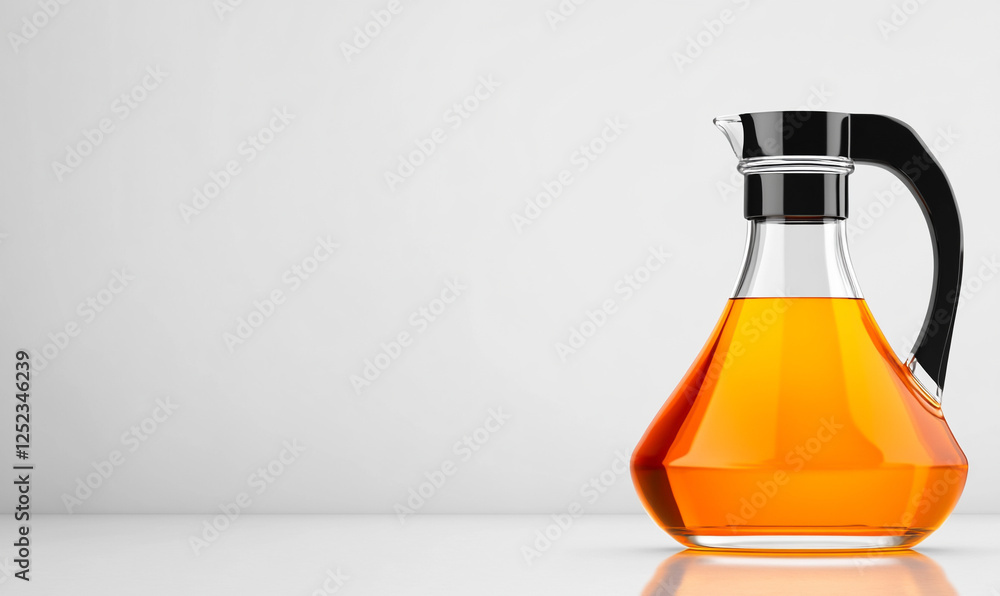 A glass jug filled with vibrant orange oil, perfect for cooking and dressing meals. A glass jug filled with vibrant orange oil, perfect for cooking and dressing meals.