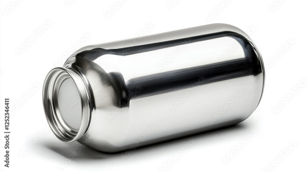 Sleek silver can on white background; studio shot Sleek silver can on white background; studio shot