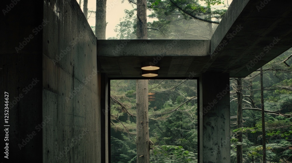 Concrete sanctuary nestled in a lush forest Concrete sanctuary nestled in a lush forest