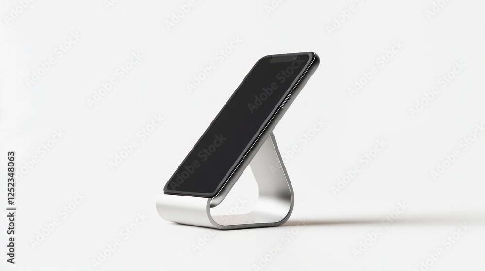 Smartphone on stand, white background, mockup Smartphone on stand, white background, mockup