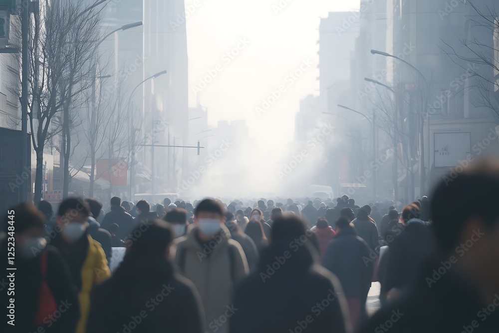 Obraz premium Crowd of people walking on the street