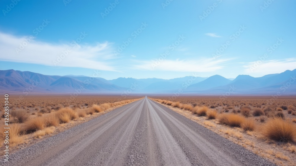 Scenic Dirt Road through Desert Landscape under Clear Blue Sky Scenic Dirt Road through Desert Landscape under Clear Blue Sky