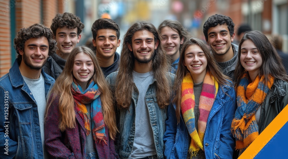 A group of young people are smiling for the camera A group of young people are smiling for the camera