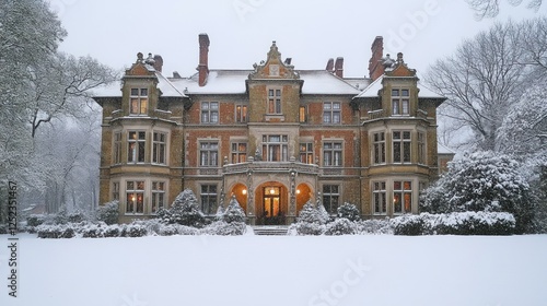 Majestic Winter Palace: A Snow Covered Mansion
