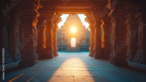 Ancient temple sunrise gateway