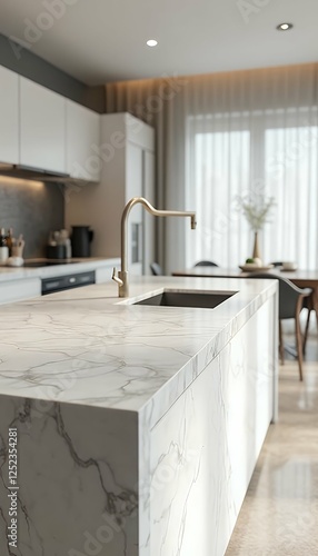 Obraz na płótnie table top luxury kitchen display background modern counter room empty marble white bright table room home interior wood empty design kitchen wooden surface blur background white decoration counter w salonie
