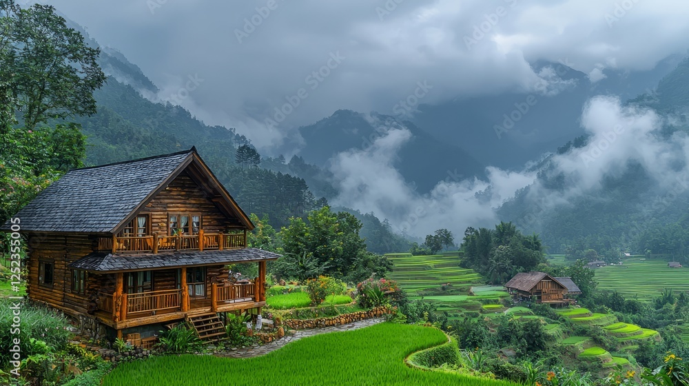 Scenic Mountain Retreat with Lush Rice Terraces Scenic Mountain Retreat with Lush Rice Terraces