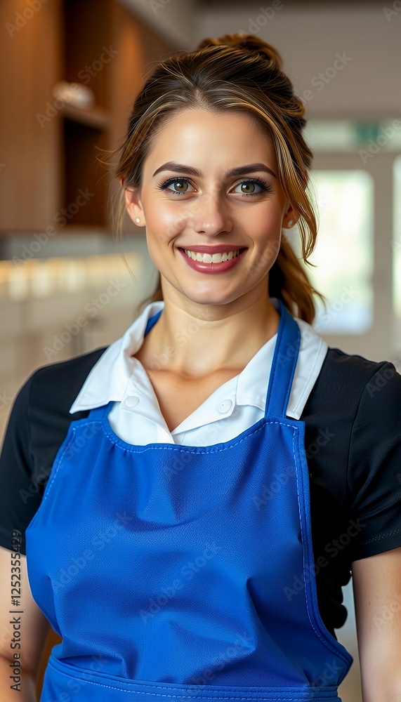 portrait cleaner office cleaning woman home professional blue apron service housekeeping portrait woman uniform cleaning service clean mop home copy space industrial cleaner concierge professional