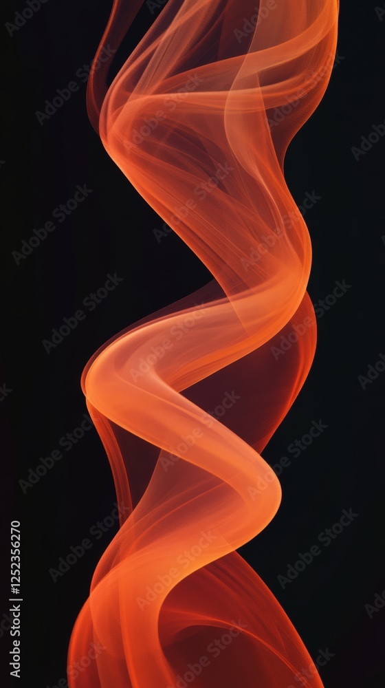 Abstract orange smoke wave on black background, modern art concept Abstract orange smoke wave on black background, modern art concept