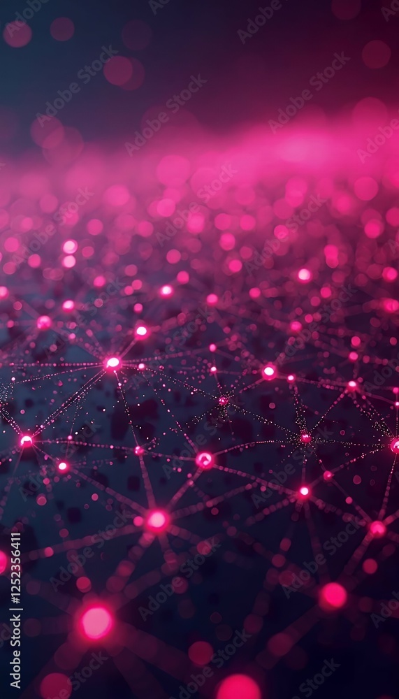 backdrop interconnected nodes wide visualization network magenta neon vibrant panoramic wide panoramic visualisation interconnected network node neon magenta technology cyberspace connectivity datum