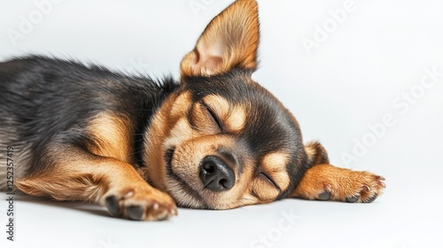 Miniature pinscher on white background