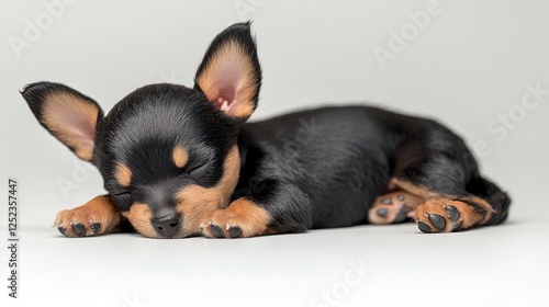Miniature pinscher on white background
