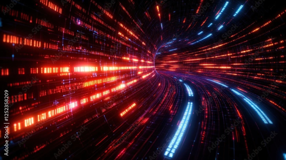 Abstract Futuristic Glowing Data Tunnel Abstract Futuristic Glowing Data Tunnel
