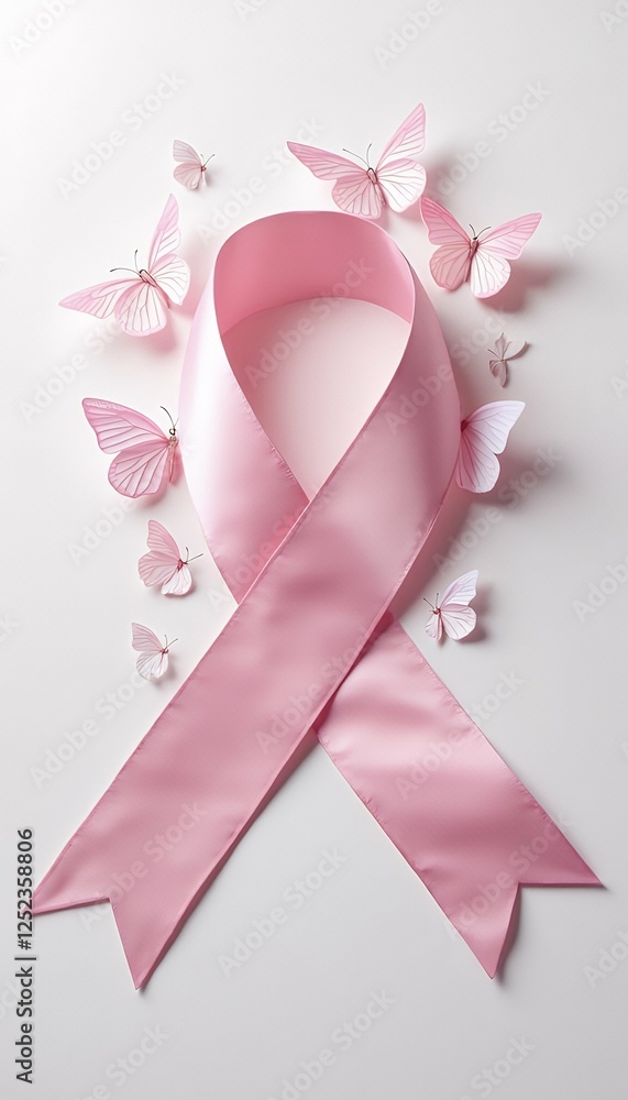 butterflies banner copy ribbon month made pink cancer space breast awareness butterfly pink care banner support beauty day solidarity bow life illustration poster ribbon health care sick generative