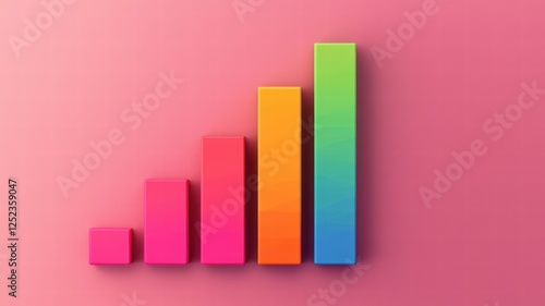A vibrant bar graph with colorful segments on a pink background, representing data progression or growth. Free Download A vibrant bar graph with colorful segments on a pink background, representing data progression or growth. - GFXLoad