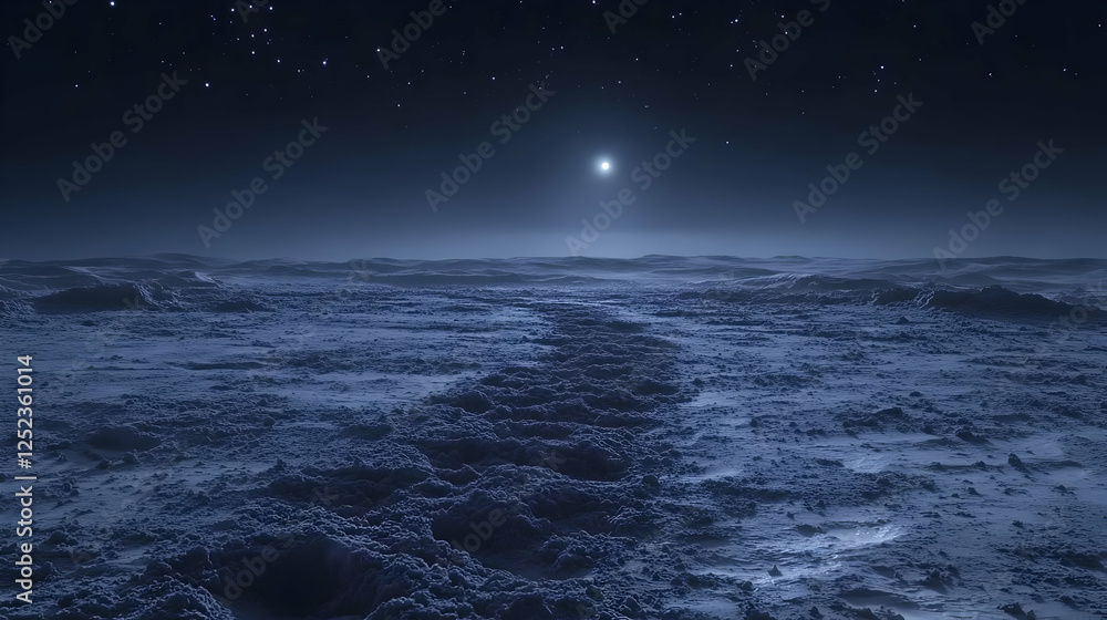 Alien planet night path, starry sky Alien planet night path, starry sky